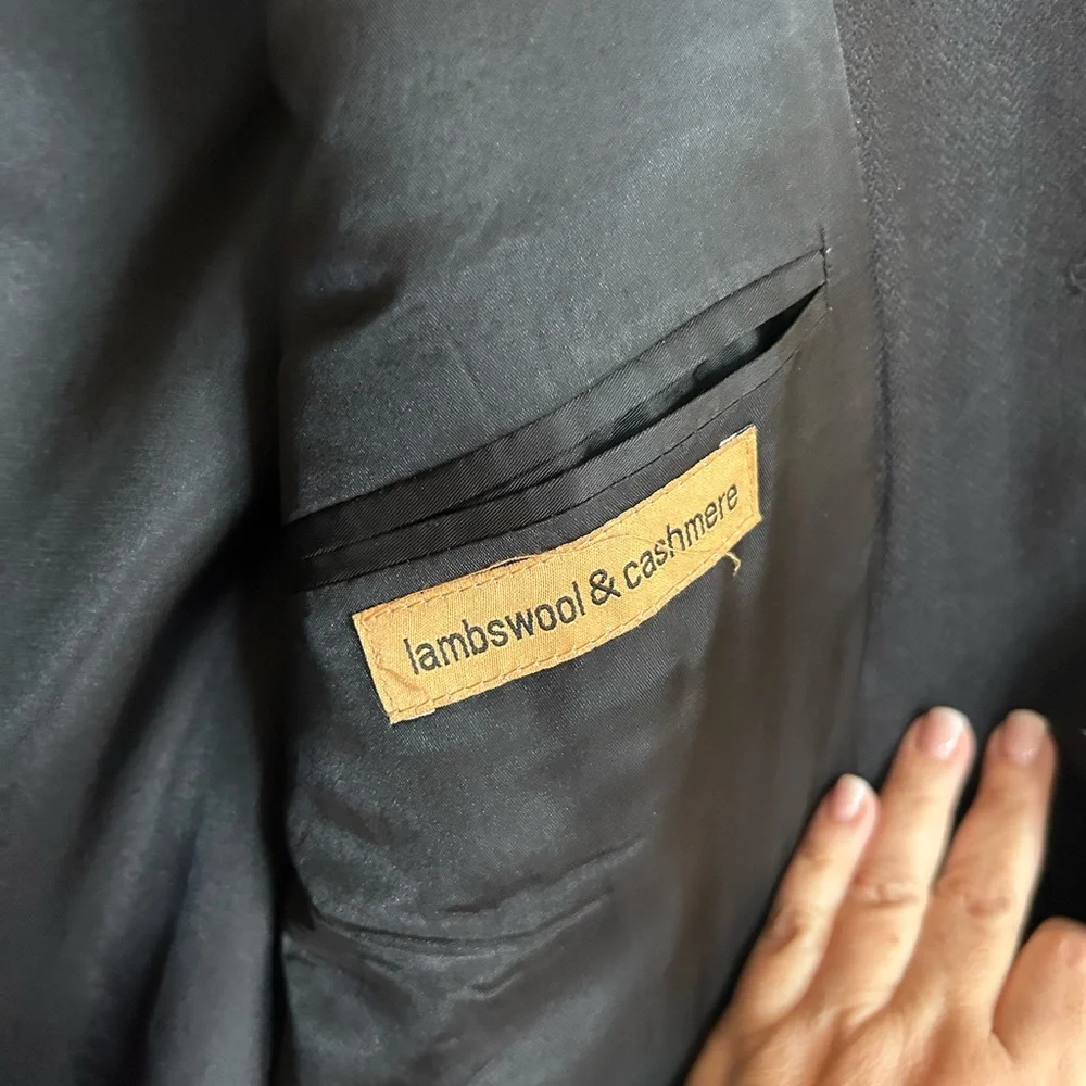 Andrew Fezza lambswool cashmere silk lined black classic sportcoat size 44R